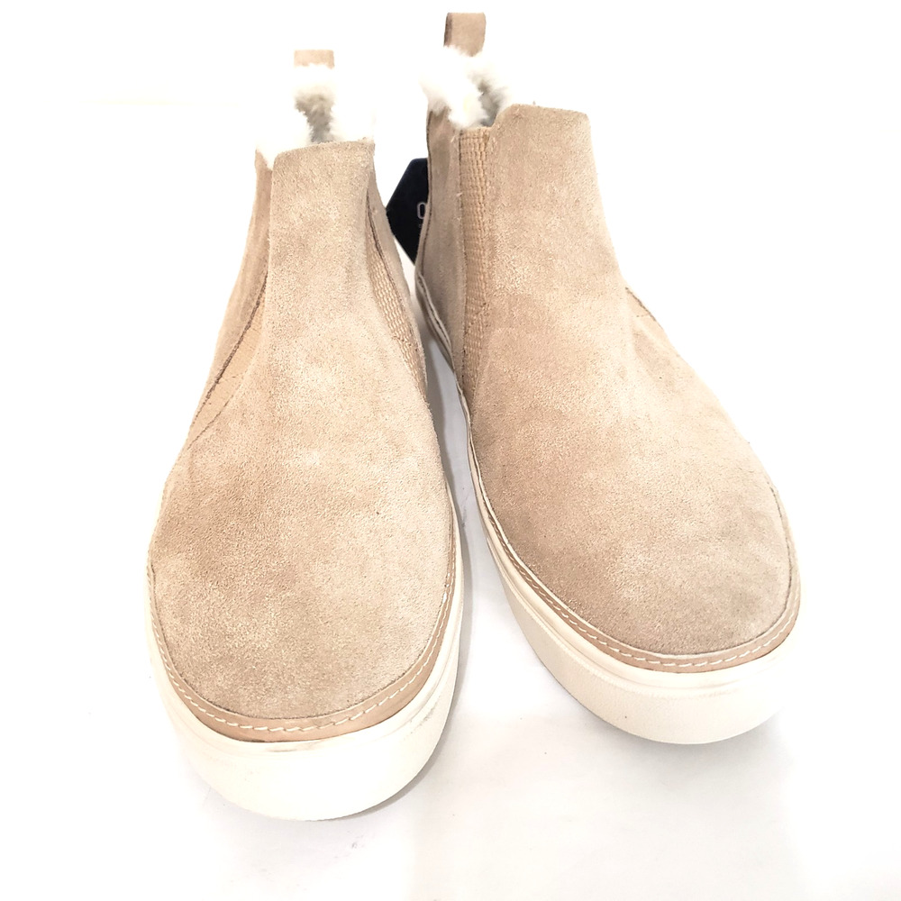 Toms Bryce Womens SIZE 10 Tan Suede Slip On Sneakers Faux Fur Lined Ankle Shoe